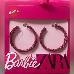 Barbie x Zara Magenta Beaded Hoop Earrings